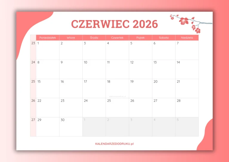 darmowy kalendarz czerwiec 2026 do druku