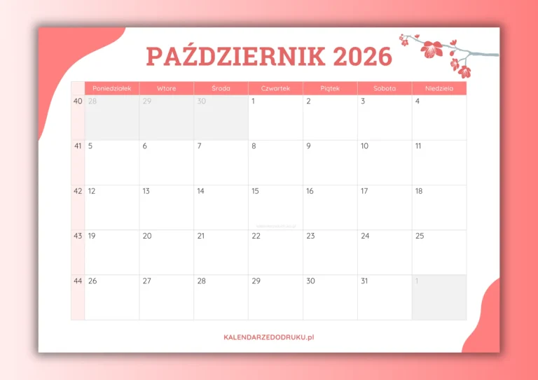 darmowy kalendarz październik 2026 do druku