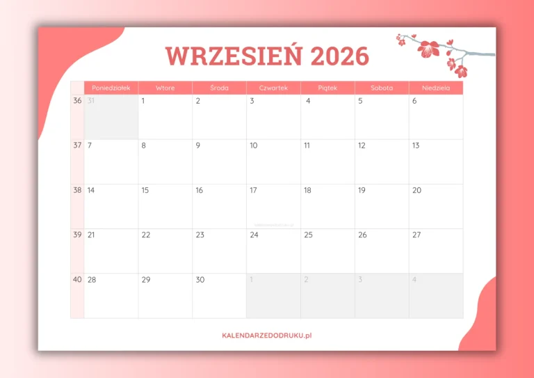 darmowy kalendarz wrzesień 2026 do druku