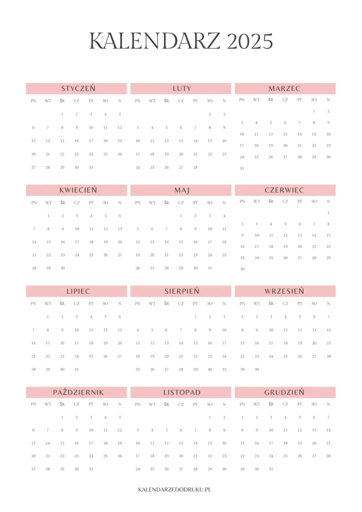 kalendarz 2025 rok pdf