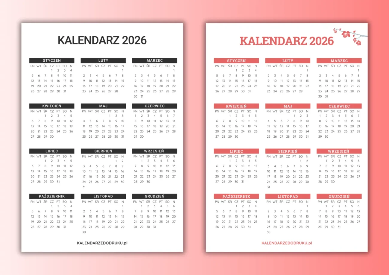 kalendarz na 2026 rok do wydruku