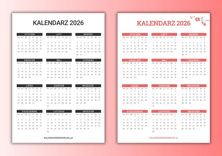 kalendarz na 2026 rok do wydruku